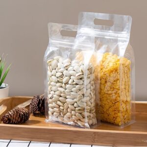 Transparent Gusset Flat Bottom Pouch with Handle - 50pcs
